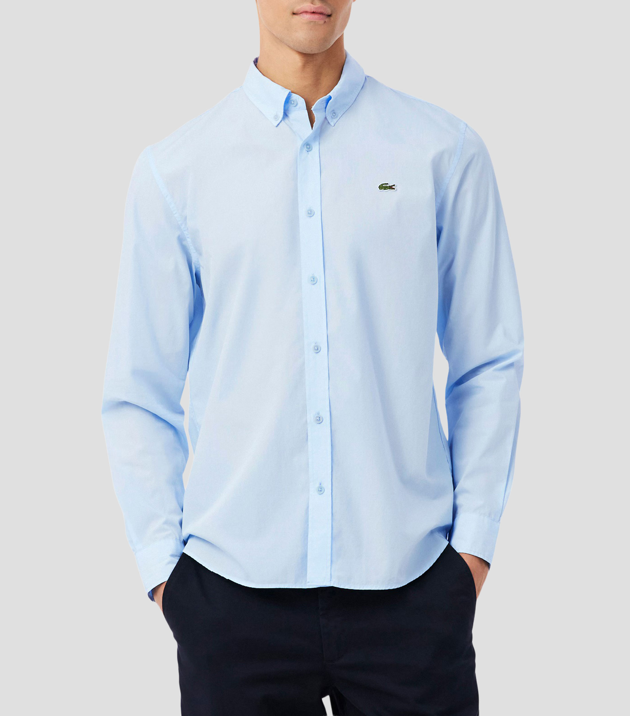 Camisa lisa manga larga Hombre